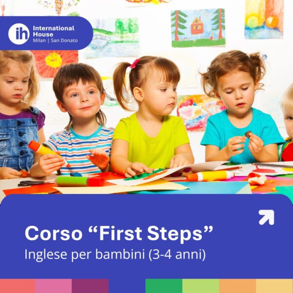 Bambini 3-4 anni che imparano inglese con giochi e attività ludiche nel corso First Steps di International House Milano